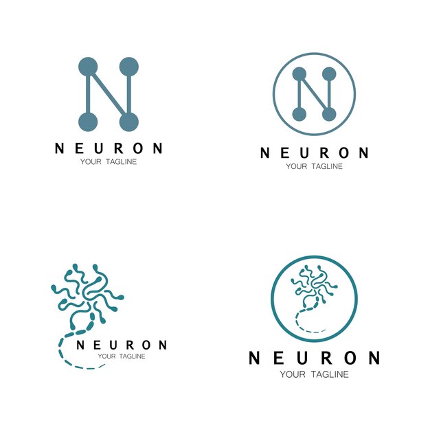 Logotipo de neurona o logotipo de célula nerviosa icono de plantilla de ilustración de logotipo de diseño de molécula con concepto de vector