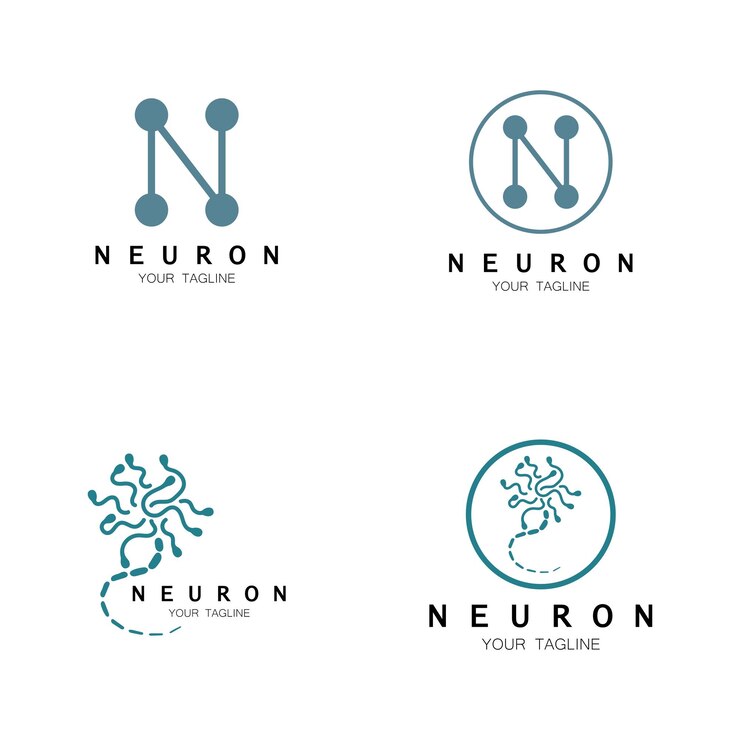 Vector logotipo de neurona o logotipo de célula nerviosa icono de plantilla de ilustración de logotipo de diseño de molécula con concepto de vector