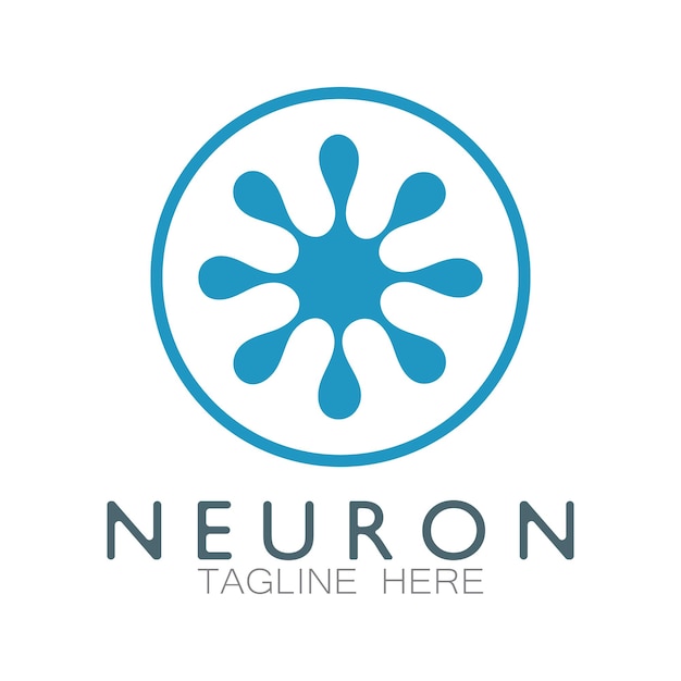 Logotipo de neurona o logotipo de célula nerviosa icono de plantilla de ilustración de logotipo de diseño de molécula con concepto de vector