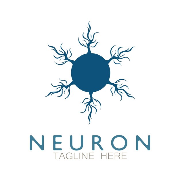 Logotipo de neurona o logotipo de célula nerviosa icono de plantilla de ilustración de logotipo de diseño de molécula con concepto de vector