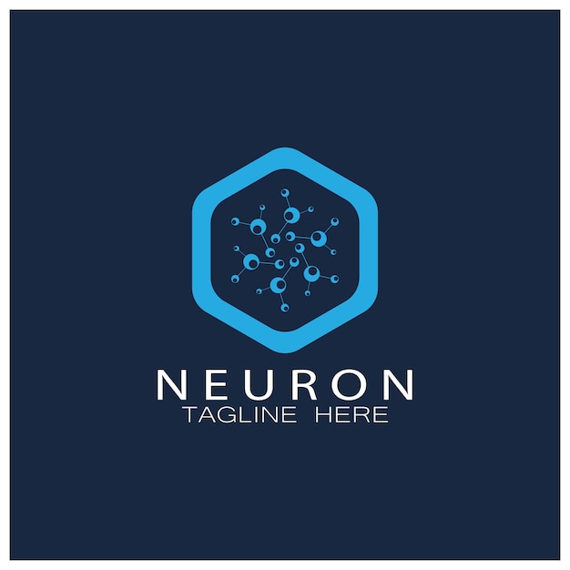 Logotipo de neurona o logotipo de célula nerviosa icono de plantilla de ilustración de logotipo de diseño de molécula con concepto de vector