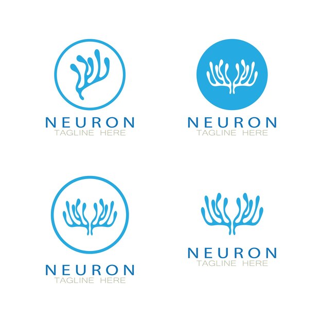 Logotipo de neurona o logotipo de célula nerviosa icono de plantilla de ilustración de logotipo de diseño de molécula con concepto de vector