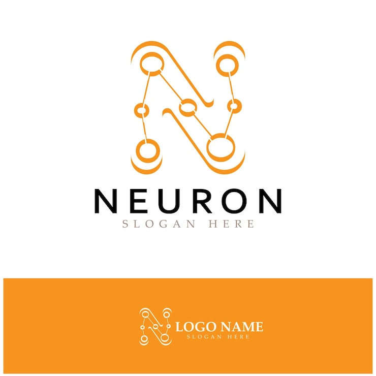 Vector logotipo de neurona o logotipo de célula nerviosa icono de plantilla de ilustración de logotipo de diseño de molécula con concepto de vector