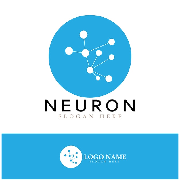 Logotipo de neurona o logotipo de célula nerviosa icono de plantilla de ilustración de logotipo de diseño de molécula con concepto de vector
