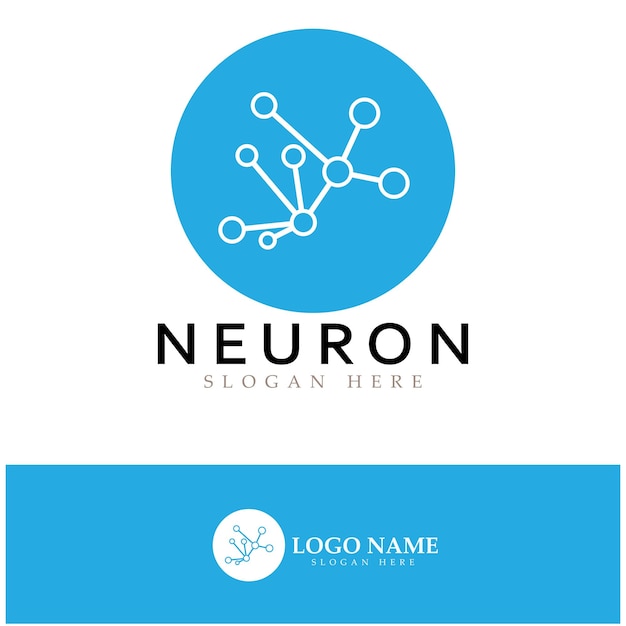 Logotipo de neurona o logotipo de célula nerviosa icono de plantilla de ilustración de logotipo de diseño de molécula con concepto de vector