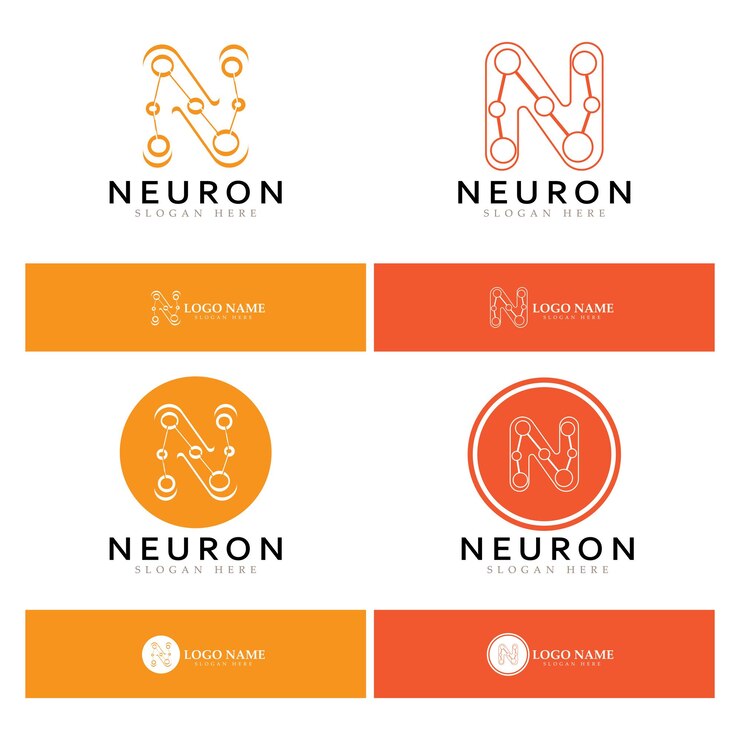 Vector logotipo de neurona o logotipo de célula nerviosa icono de plantilla de ilustración de logotipo de diseño de molécula con concepto de vector