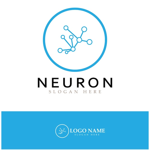Logotipo de neurona o logotipo de célula nerviosa icono de plantilla de ilustración de logotipo de diseño de molécula con concepto de vector