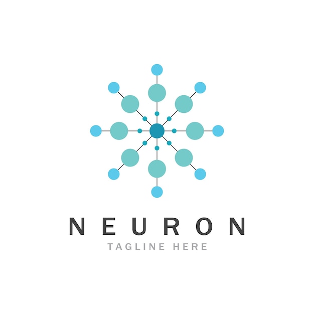 Logotipo de neurona o logotipo de célula nerviosa icono de plantilla de ilustración de logotipo de diseño de molécula con concepto de vector