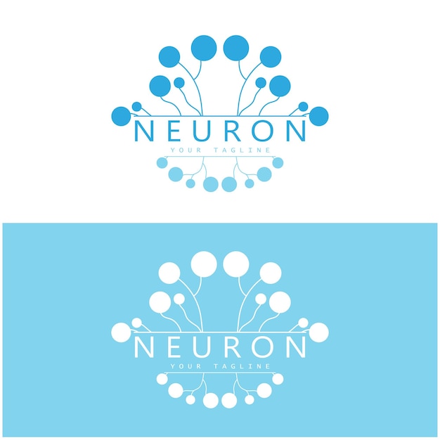 Logotipo de neurona o logotipo de célula nerviosa icono de plantilla de ilustración de logotipo de diseño de molécula con concepto de vector