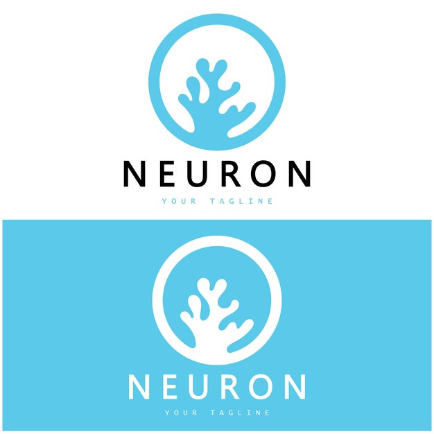 Logotipo de neurona o logotipo de célula nerviosa icono de plantilla de ilustración de logotipo de diseño de molécula con concepto de vector