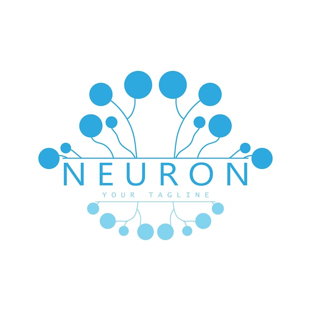 Logotipo de neurona o logotipo de célula nerviosa icono de plantilla de ilustración de logotipo de diseño de molécula con concepto de vector