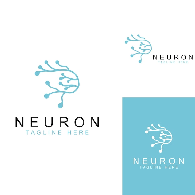 Logotipo de neurona o logotipo de célula nerviosa con plantilla de ilustración de vector de concepto