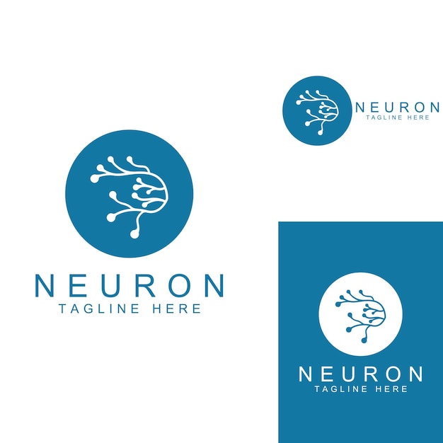 Logotipo de neurona o logotipo de célula nerviosa con plantilla de ilustración de vector de concepto