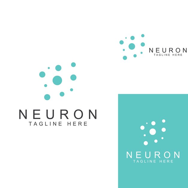 Logotipo de neurona o logotipo de célula nerviosa con plantilla de ilustración de vector de concepto