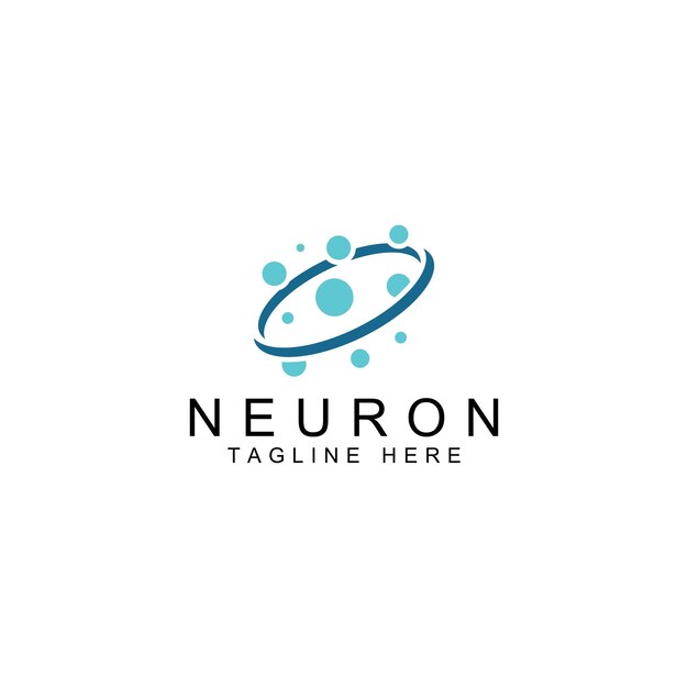 Logotipo de neurona o logotipo de célula nerviosa con plantilla de ilustración de vector de concepto