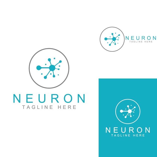 Logotipo de neurona o logotipo de célula nerviosa con plantilla de ilustración de vector de concepto