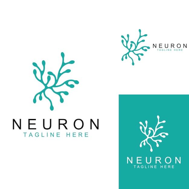 Logotipo de neurona o logotipo de célula nerviosa con plantilla de ilustración de vector de concepto