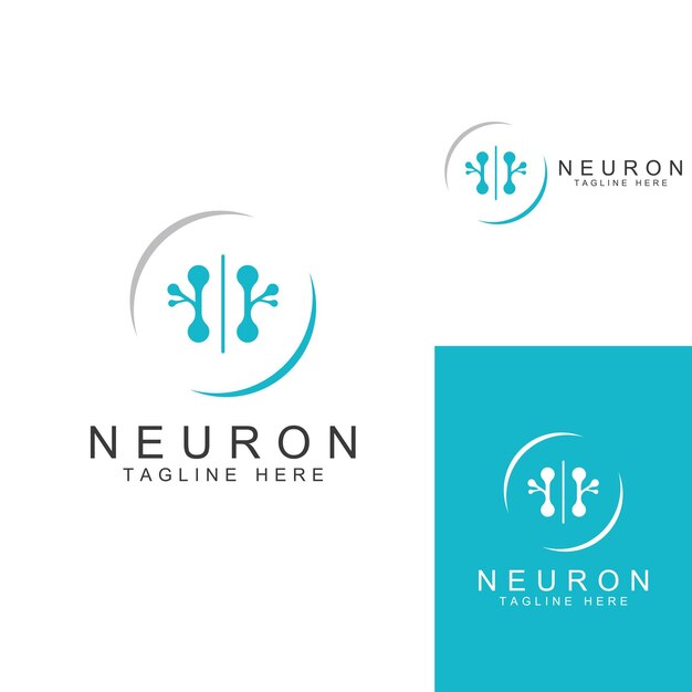 Logotipo de neurona o logotipo de célula nerviosa con plantilla de ilustración de vector de concepto