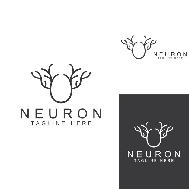 Logotipo de neurona o logotipo de célula nerviosa con plantilla de ilustración de vector de concepto