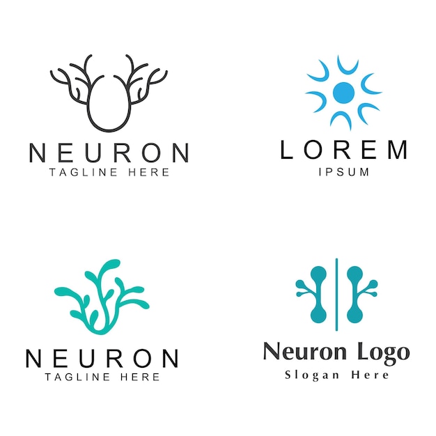 Logotipo de neurona o logotipo de célula nerviosa con plantilla de ilustración de vector de concepto