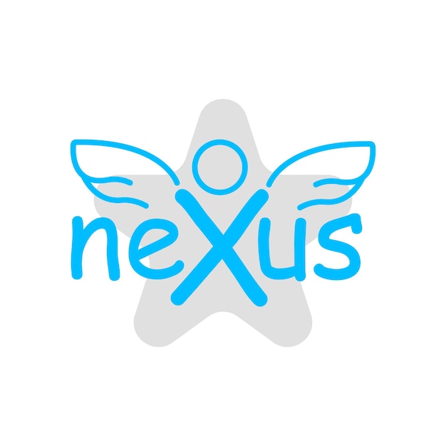 Logotipo de Nexus con alas azules y forma de estrella