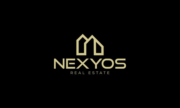 El logotipo de Nexyos Real Estate en un fondo negro