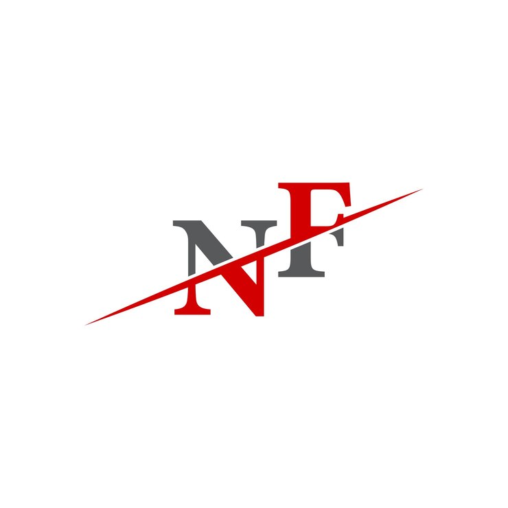 Vector logotipo nf minimalista con línea diagonal dinámica