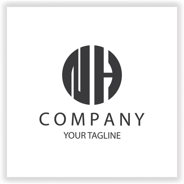 Logotipo NH monograma sencillo y moderno círculo de color negro plantilla de diseño de vector elegante premium eps 10