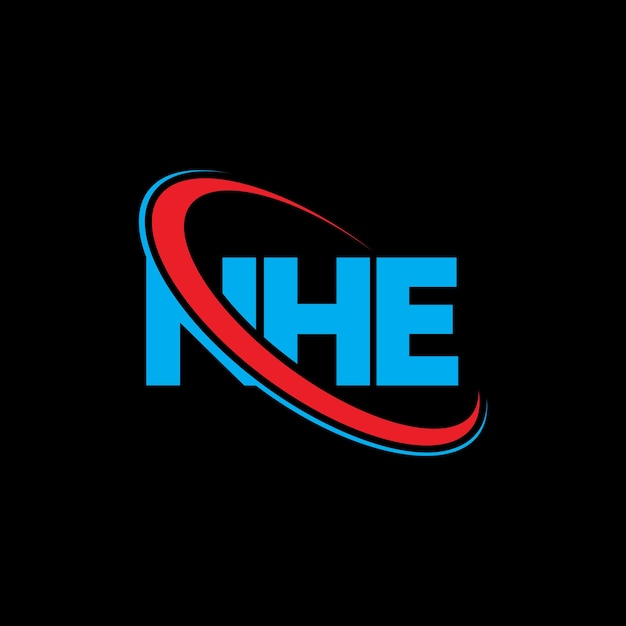 Logotipo NHE NHE letra NHE diseño de logotipo de letra Iniciales NHE logotipo vinculado con círculo y mayúscula monograma logotipo NHE tipografía para negocios de tecnología y marca inmobiliaria