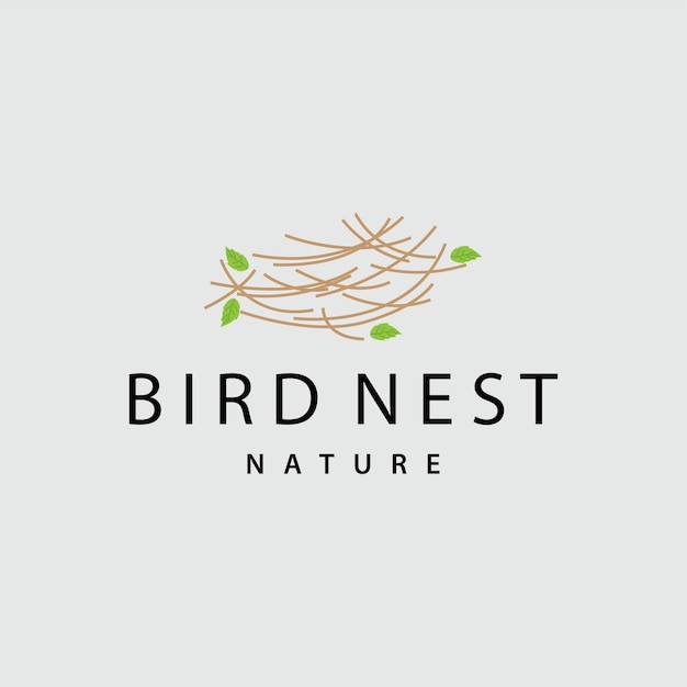 Logotipo del nido de pájaro Vector de refugio de la casa de pájaros Línea moderna Diseño vintage Estampa de símbolo de estilo minimalista