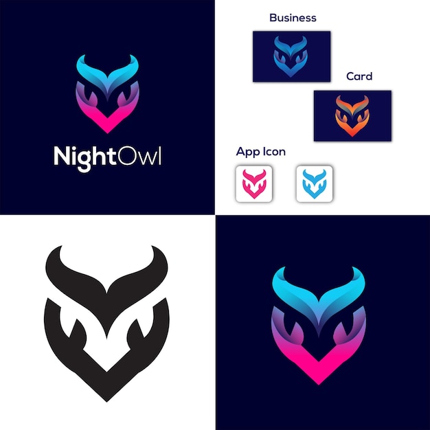 El logotipo de NightOwl Owl Vector Silhouette Cute Owl es una ilustración vectorial del diseño del logotipo de Owl.