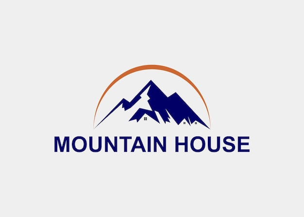 Logotipo del nombre de la compañía de la casa de montaña