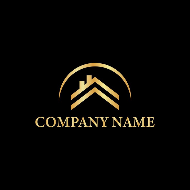 un logotipo para el nombre de la empresa nombre de la compañía sobre un fondo negro