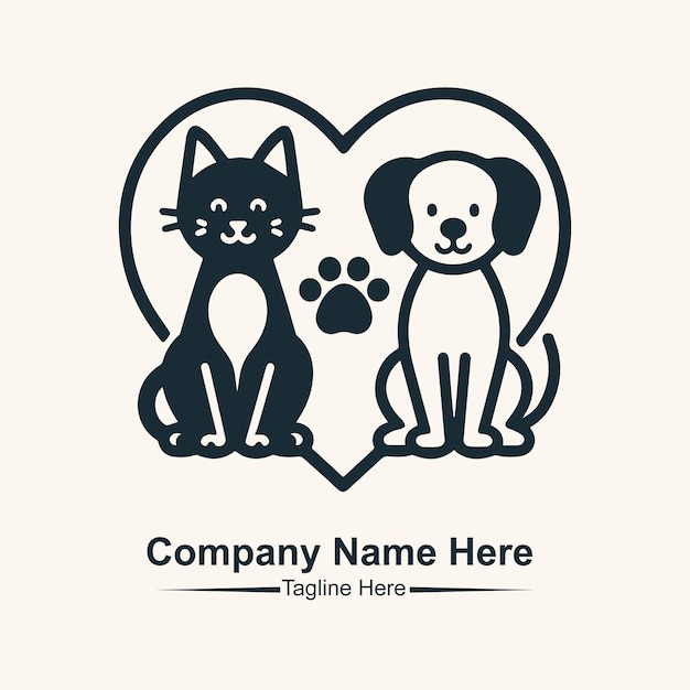 un logotipo para el nombre de la empresa, una tienda de mascotas y un perro
