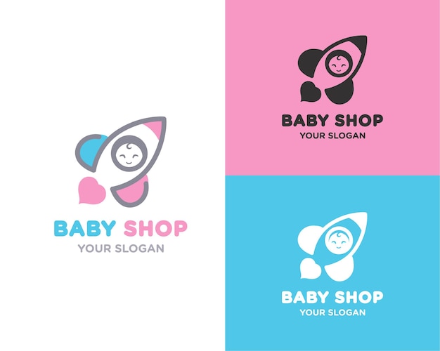 Vector logotipo del nombre de la tienda baby rocket