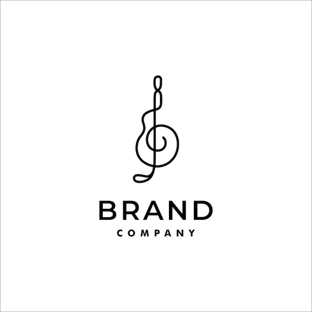 Logotipo de la nota musical de la guitarra en diseño lineal