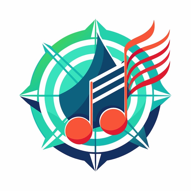 Vector un logotipo con notas musicales e instrumentos que representan un diseño de logotipo de música de una escuela de música logotipo web de nota vector de icono abstracto