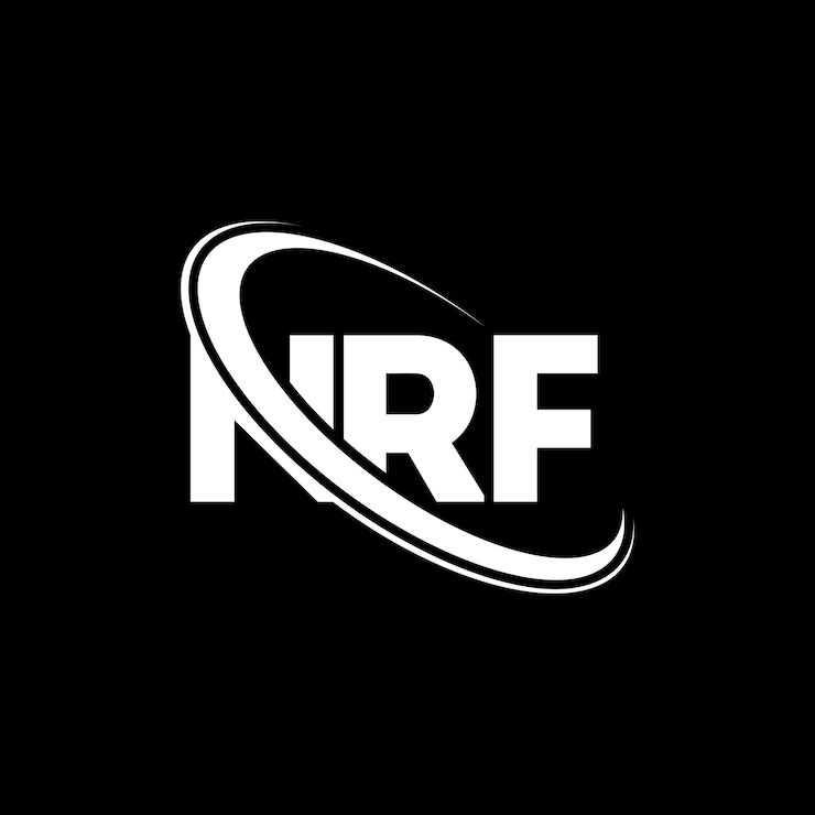 Vector logotipo nrf letra nrf letra diseño del logotipo iniciales nrf logotipo vinculado con círculo y mayúscula monograma logotipo nrf tipografía para negocios de tecnología y marca inmobiliaria