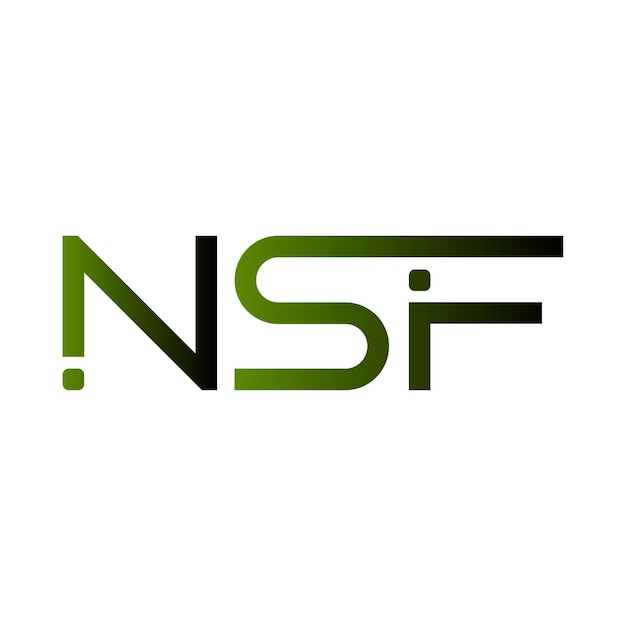 El logotipo de la NSF es un monograma mínimo moderno, la identidad de la marca inicial, la tipografía de las letras, el diseño del símbolo vectorial.