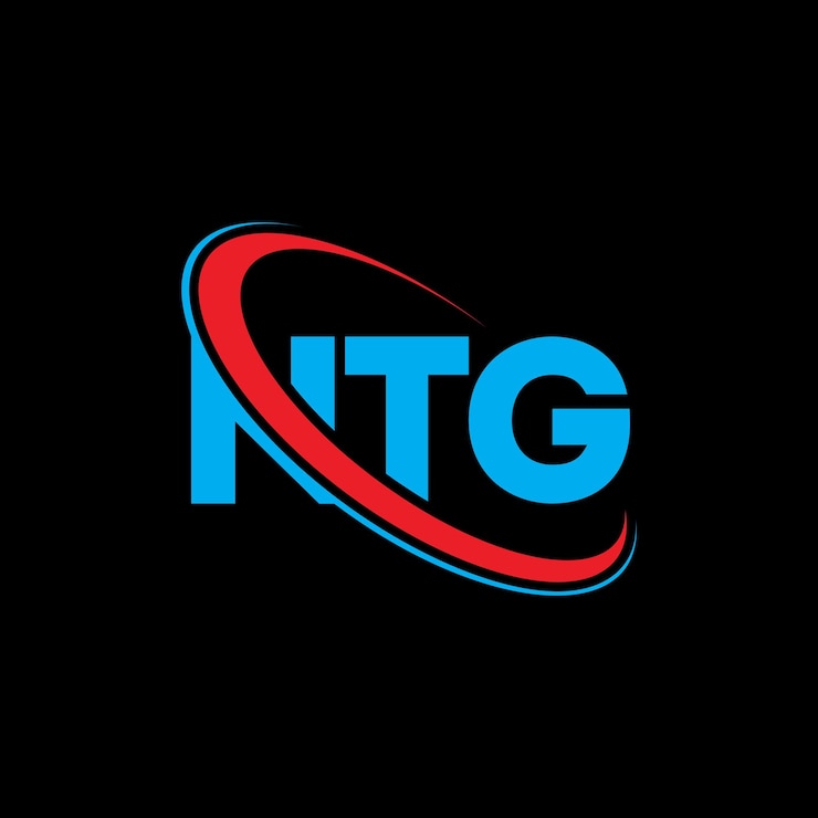 Vector el logotipo ntg, la letra ntg, el diseño del logotipo de la carta ntg, las iniciales ntg, vinculado con un círculo y un monograma en mayúscula, el logotipo mtg, la tipografía ntg para el negocio tecnológico y la marca inmobiliaria.