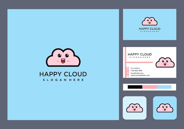 Logotipo de nube feliz e icono de autos de negocios