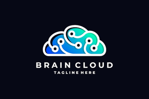 Vector logotipo de nube inteligente, diseño de logotipo de tecnología de nube