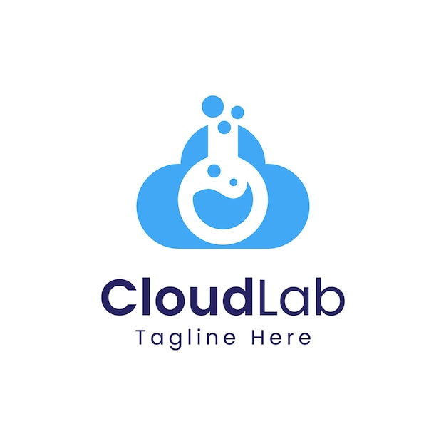 Logotipo de nube y laboratorio