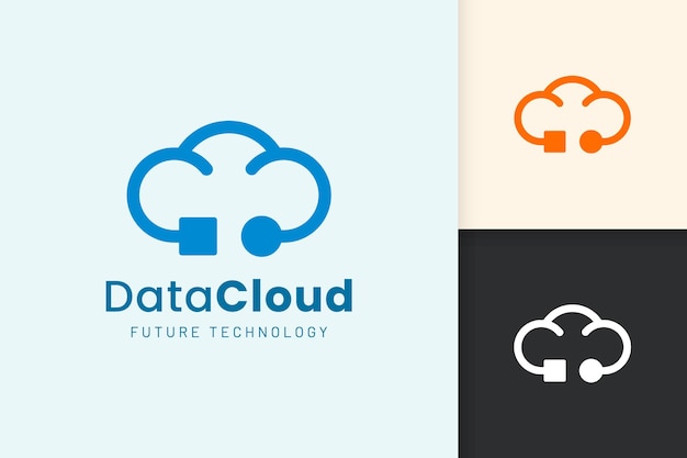 Logotipo de nube o datos en estilo moderno con color azul