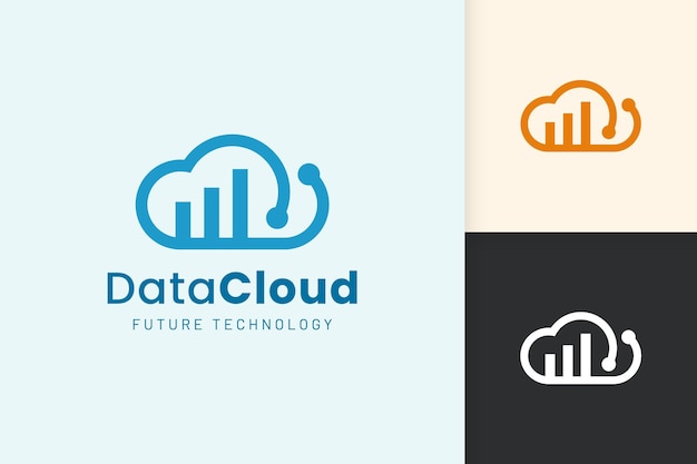 Logotipo de nube o datos en estilo moderno con color azul