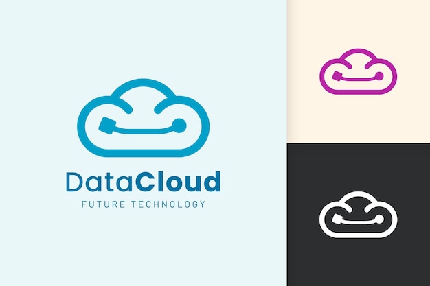 Logotipo de nube o datos en estilo moderno con color azul