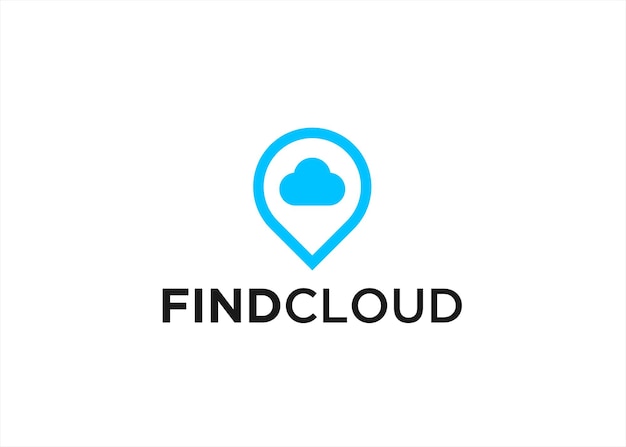 logotipo de nube con plantilla de ilustración de silueta vectorial de icono de ubicación