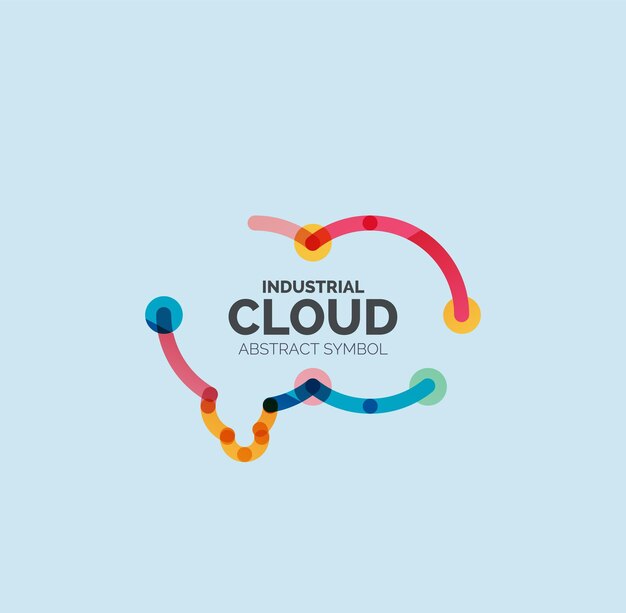 Logotipo de nube de voz de diseño lineal plano Icono de línea delgada industrial geométrica moderna de burbuja de conversación