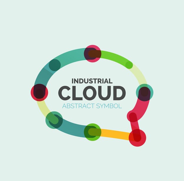 Logotipo de nube de voz de diseño lineal plano Icono de línea delgada industrial geométrica moderna de burbuja de conversación
