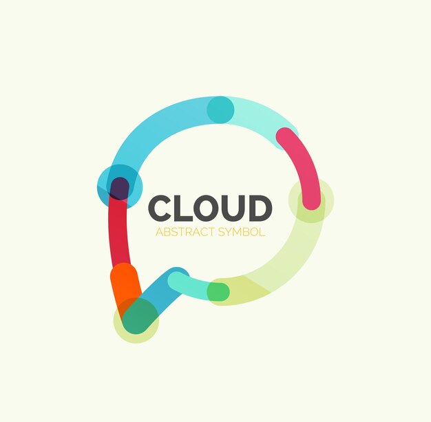 Logotipo de nube de voz de diseño lineal plano Icono de línea delgada industrial geométrica moderna de burbuja de conversación